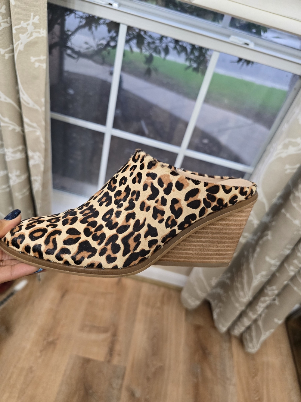 Dr. Scholl's Leopard Print Wedge Mule in Tan and Black
